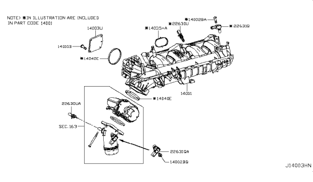 2017 Infiniti Q50  Manifold-Intake Diagram for 140015CA0A