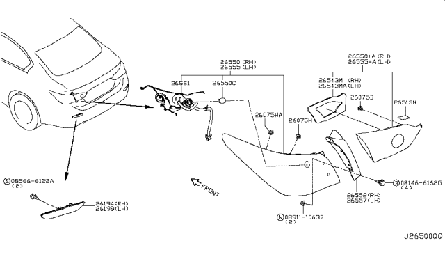 2018 Infiniti Q50  Lamp Assembly-Rear Combination LH Diagram for 265556HH1B