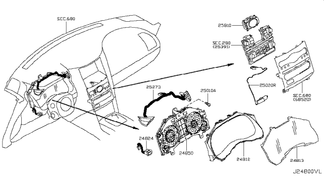 2009 Infiniti FX35 Warning Assy-Instrument, A Diagram for 25020JK60A