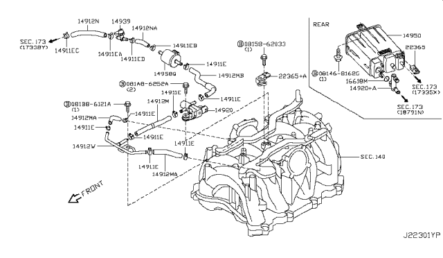 2013 Infiniti FX37  Valve Assembly-EVAPORATOR, Service Port Diagram for 149397S000