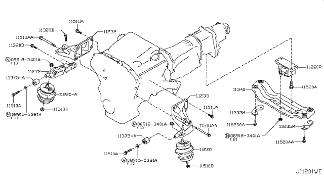 2015 Infiniti QX70 Bracket-Engine Mounting Diagram for 112724GA5A