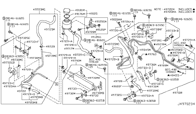 2017 Infiniti QX70 Clamp Diagram for 4973001J6A