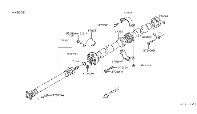 2011 Infiniti FX35  Shaft Assembly-Rear PROPELLER Diagram for 373001CA2A