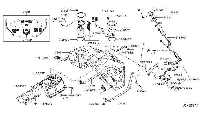 2010 Infiniti FX50 Fuel Tank Filler-Gas Cap Diagram for 172511CA0A