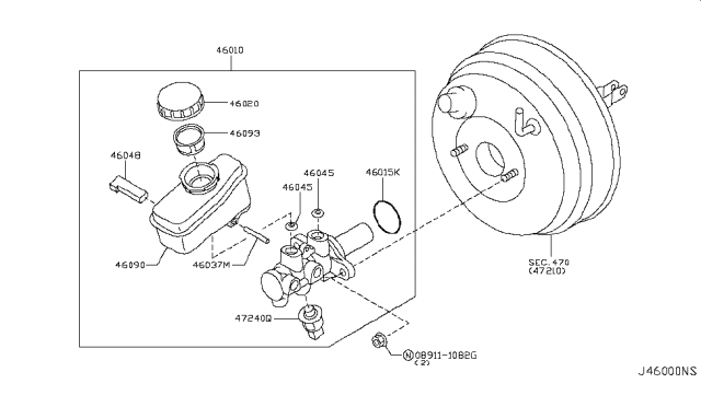 2009 Infiniti FX35 Tank-Oil Reservoir Diagram for 46091JK30A
