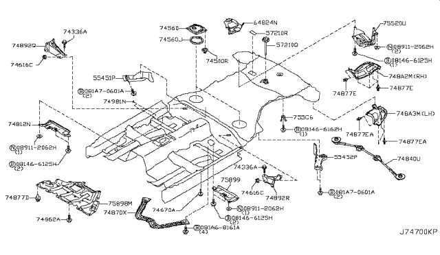 2009 Infiniti FX35  Clamp-Woofer Diagram for 74810JY04A