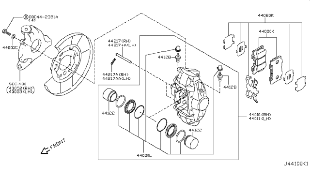 2013 Infiniti FX37  Rear Disc Brake Pad Kit Diagram for D4060JL00J