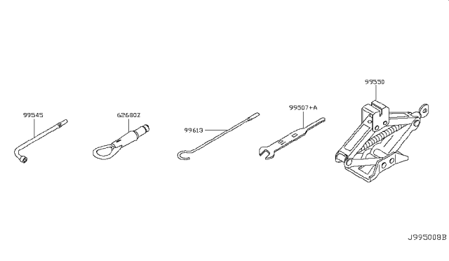2013 Infiniti FX37 Wrench-Wheel Nut Diagram for 99545AA36C