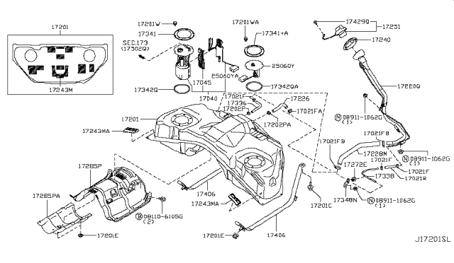 2017 Infiniti QX70  Clamp-Hose Diagram for 16439V500C