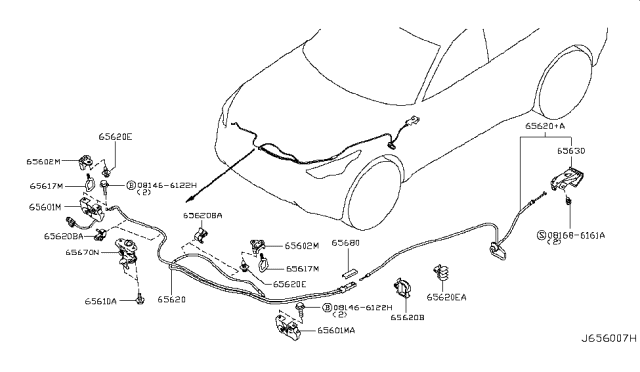 2011 Infiniti FX50 Striker-Hood Lock Diagram for 656171BA1A