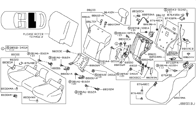 2011 Infiniti FX35  Device Assy-Reclining, LH Diagram for 884511CB1A