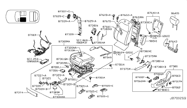 2009 Infiniti FX50  Side Air Bag Module Assembly, Front Left Diagram for K8EHA1CA0A