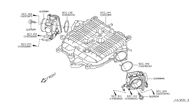 2013 Infiniti FX50 Chamber Assy-Throttle Diagram for 161191CA0B