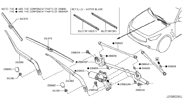 2013 Infiniti FX50 Link Assy-Connecting, No 1 Diagram for 288411CA0A