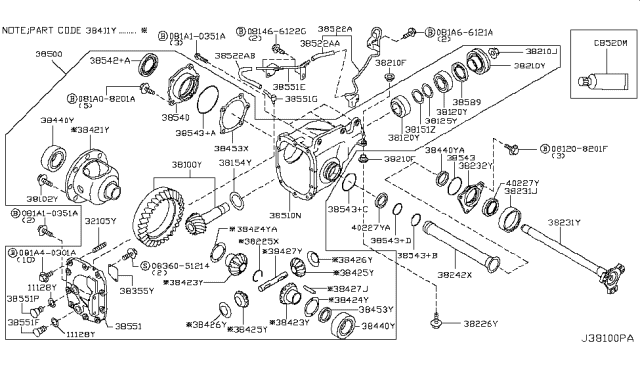 2010 Infiniti FX35  Housing-Front Final Drive Diagram for 38511AR50A