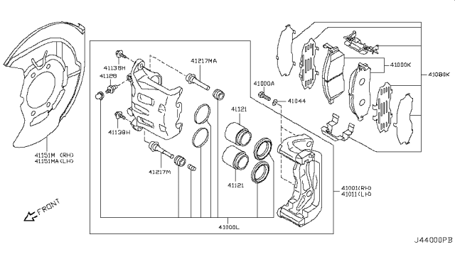 2012 Infiniti FX50  Front Disc Brake Pad Kit Diagram for D1060JL00J