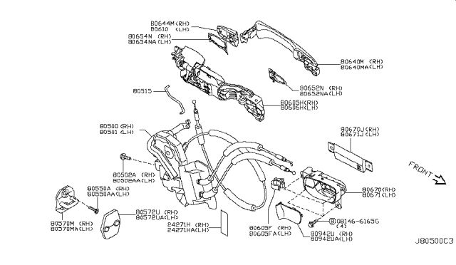 2017 Infiniti QX70  Bracket-Outside Handle RH Diagram for 806101BA1B