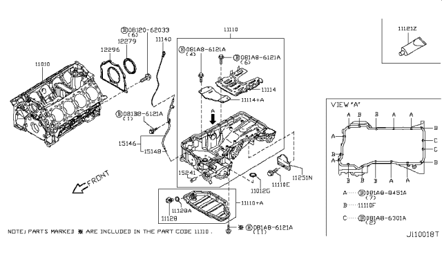 2010 Infiniti FX35 Seal-O Ring Diagram for 150661CA0A