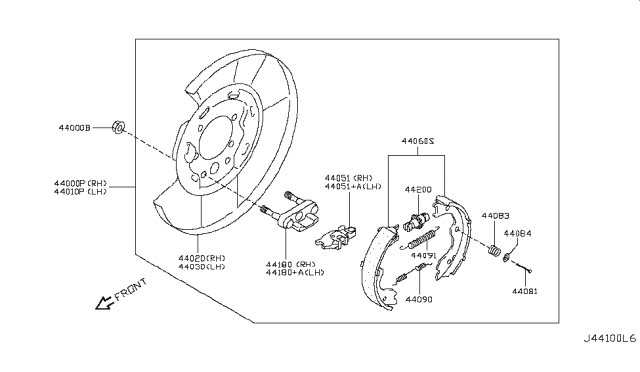 2010 Infiniti FX35  Adjuster Assy-Rear Brake Diagram for 442009Y00A
