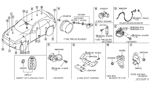 2012 Infiniti FX35  Sensor Assy-Gravity Diagram for 988051CF1B