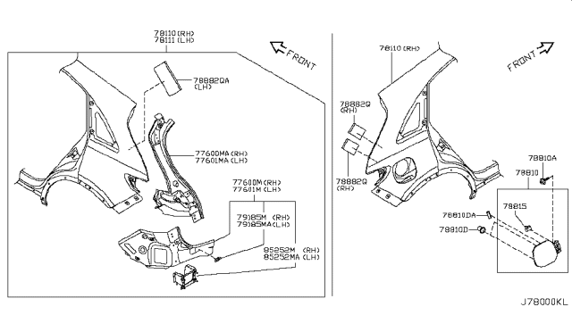 2017 Infiniti QX70  Reinforce-Rear Bumper Stay Diagram for 852521CA0A