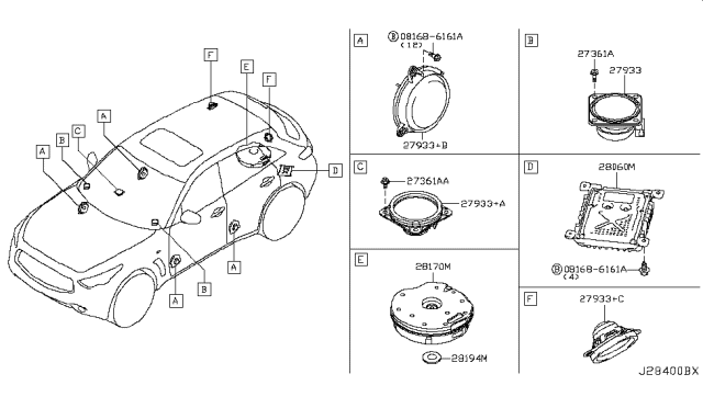 2010 Infiniti FX35 Spacer-Speaker Diagram for 28194CA100