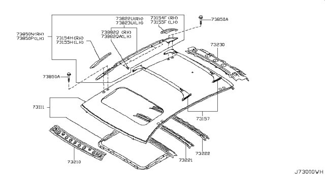2013 Infiniti FX37 FINISHER Assembly - Roof Side, LH Diagram for 738211CA1A