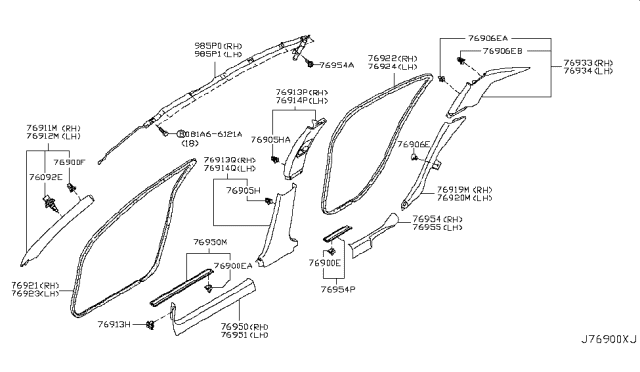 2011 Infiniti G37 Clip Diagram for 769883DN0A