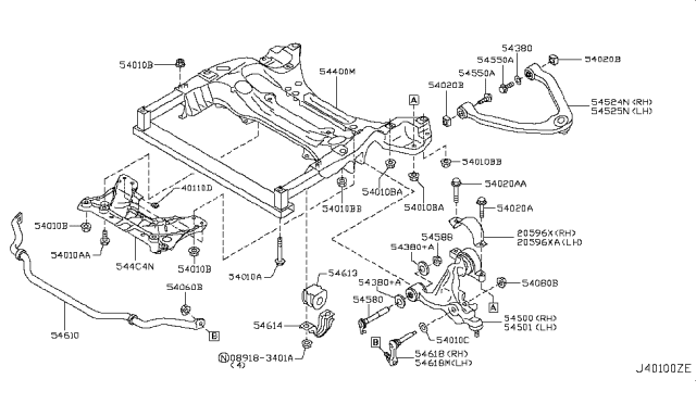 2008 Infiniti G35  Front Right Upper Suspension Link Complete Diagram for 54524JK000