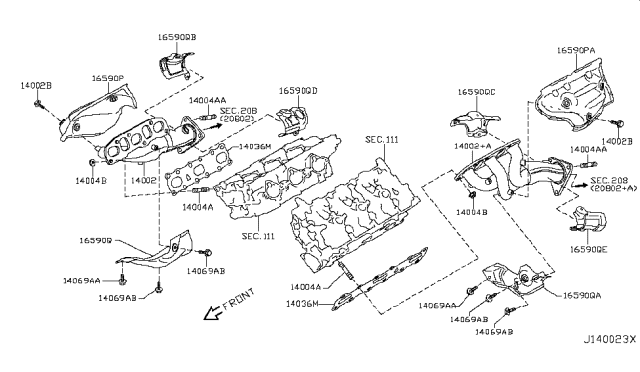 2015 Infiniti Q40  Manifold Exhaust Diagram for 140021MB0A