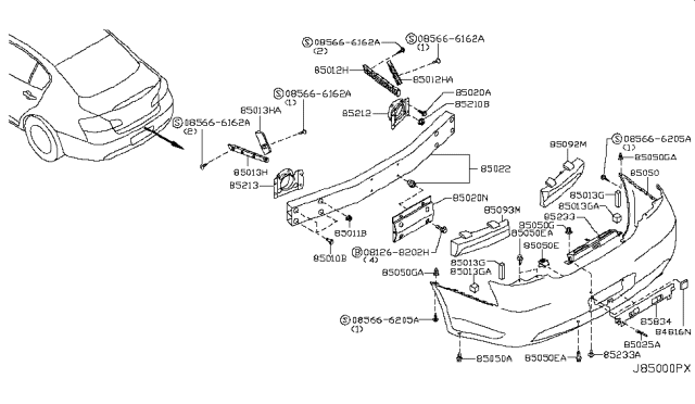 2013 Infiniti G37 Bracket-Licence Lamp Diagram for 96220JK00A