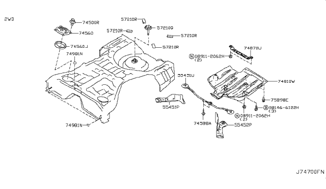 2011 Infiniti G37  Clamp-Spare Tire Diagram for 74810JY00A