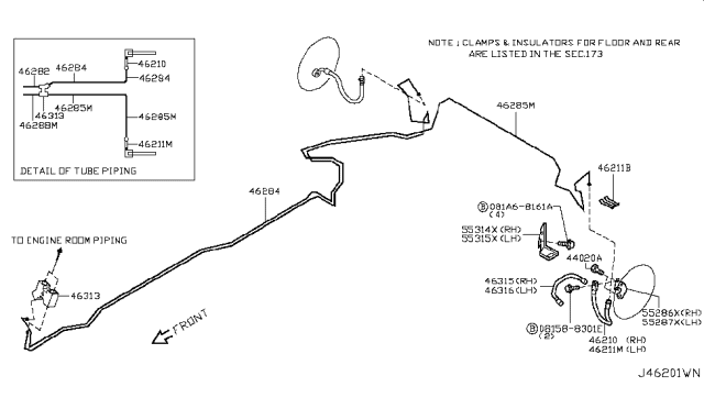 2013 Infiniti G37  Hose Assy-Brake, Rear Diagram for 462111EA0A