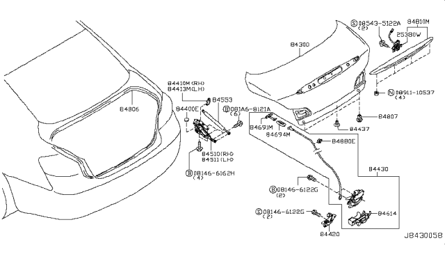 2008 Infiniti G35 Striker Assy-Trunk Lid Lock Diagram for 84620JK00A
