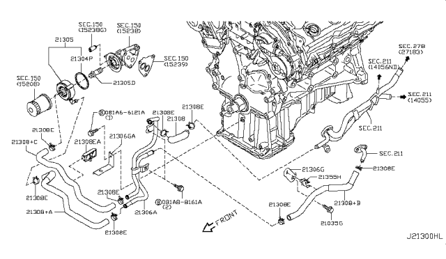 2011 Infiniti G37  O-Ring Diagram for 21304JA10A