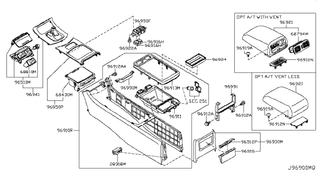 2009 Infiniti G37 Mask-Console Diagram for 969121BA0A