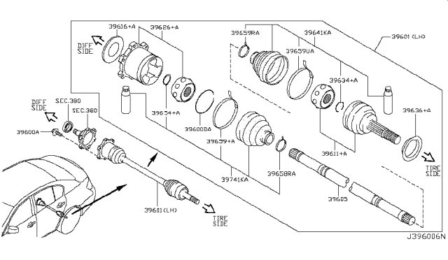 2010 Infiniti G37  Repair Kit-Seal, Inner Diagram for 3974103P00