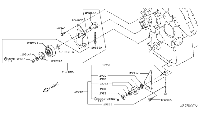 2010 Infiniti G37  Pulley-Idler Diagram for 11947AG300