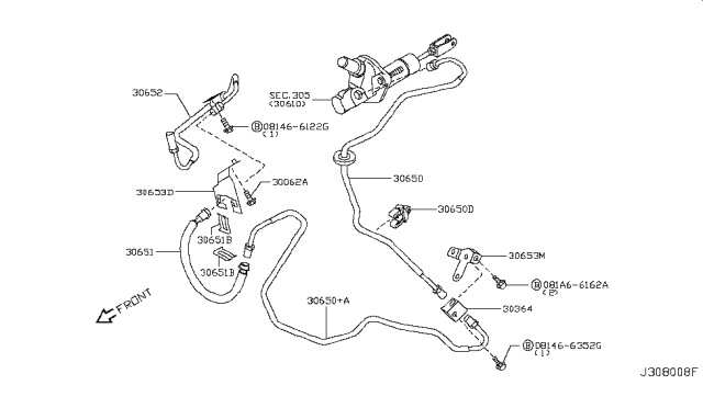 2012 Infiniti G25  Hose ASY Clutch Diagram for 30653JK60A