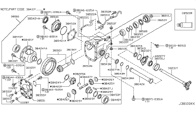 2008 Infiniti G37  Bolt Hex Diagram for 130754W002