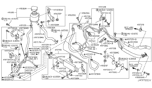 2008 Infiniti G35  Clamp Diagram for 497292J015