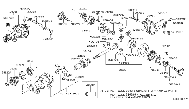2012 Infiniti G25  Bearing-Drive Pinion, Rear Diagram for 381200C000