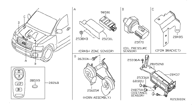 2007 Infiniti QX56  Sensor-Oil Pressure Diagram for 25070CD000