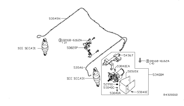 2004 Infiniti QX56 Sensor Assy-Height, Rear Diagram for 538207S600