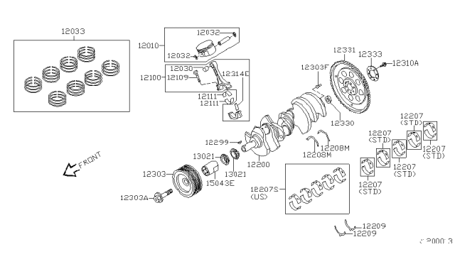 2005 Infiniti QX56  Bolt-Connecting Rod Diagram for 121097S000