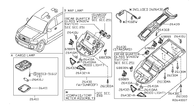 2005 Infiniti QX56  Lamp Assembly-Room Diagram for 264105M003