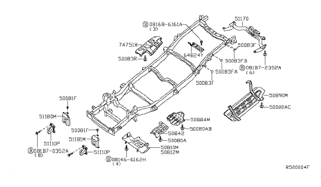 2010 Infiniti QX56  Rivet Diagram for 748G93Z600