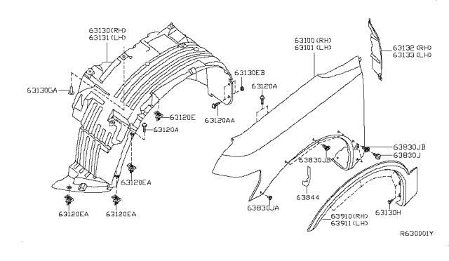 2007 Infiniti QX56  Fender-Front, RH Diagram for 631007S630