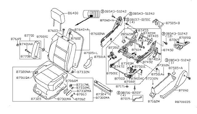 2007 Infiniti QX56  Pad-Front Seat Cushion Diagram for 87361ZC000