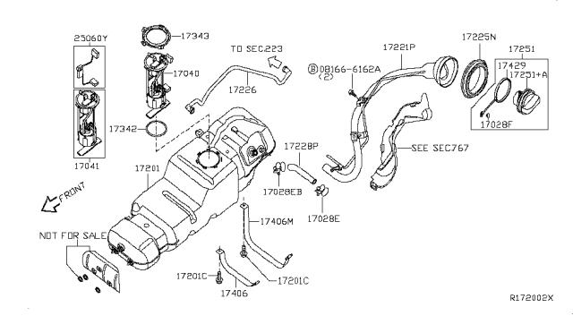 2006 Infiniti QX56  Ring O Fuel Gag Diagram for 173427S000